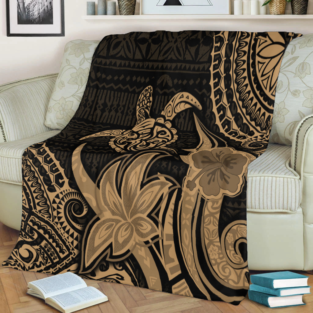 Hawaii Premium Blanket Honu Turtle Hibiscus Tribal Legacy