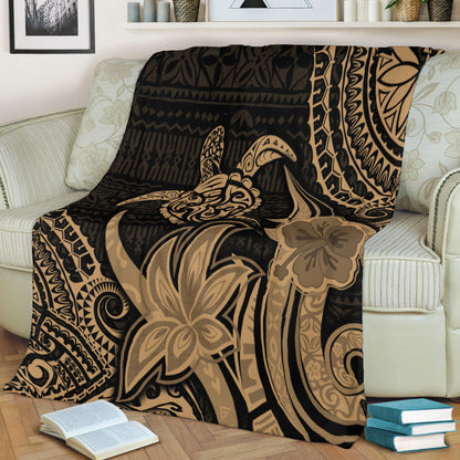 Hawaii Premium Blanket Honu Turtle Hibiscus Tribal Legacy