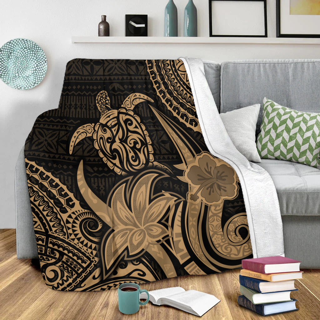 Hawaii Premium Blanket Honu Turtle Hibiscus Tribal Legacy