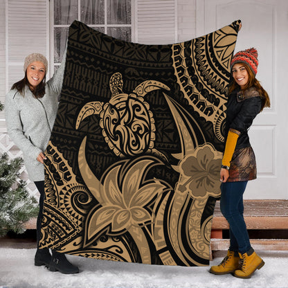 Hawaii Premium Blanket Honu Turtle Hibiscus Tribal Legacy