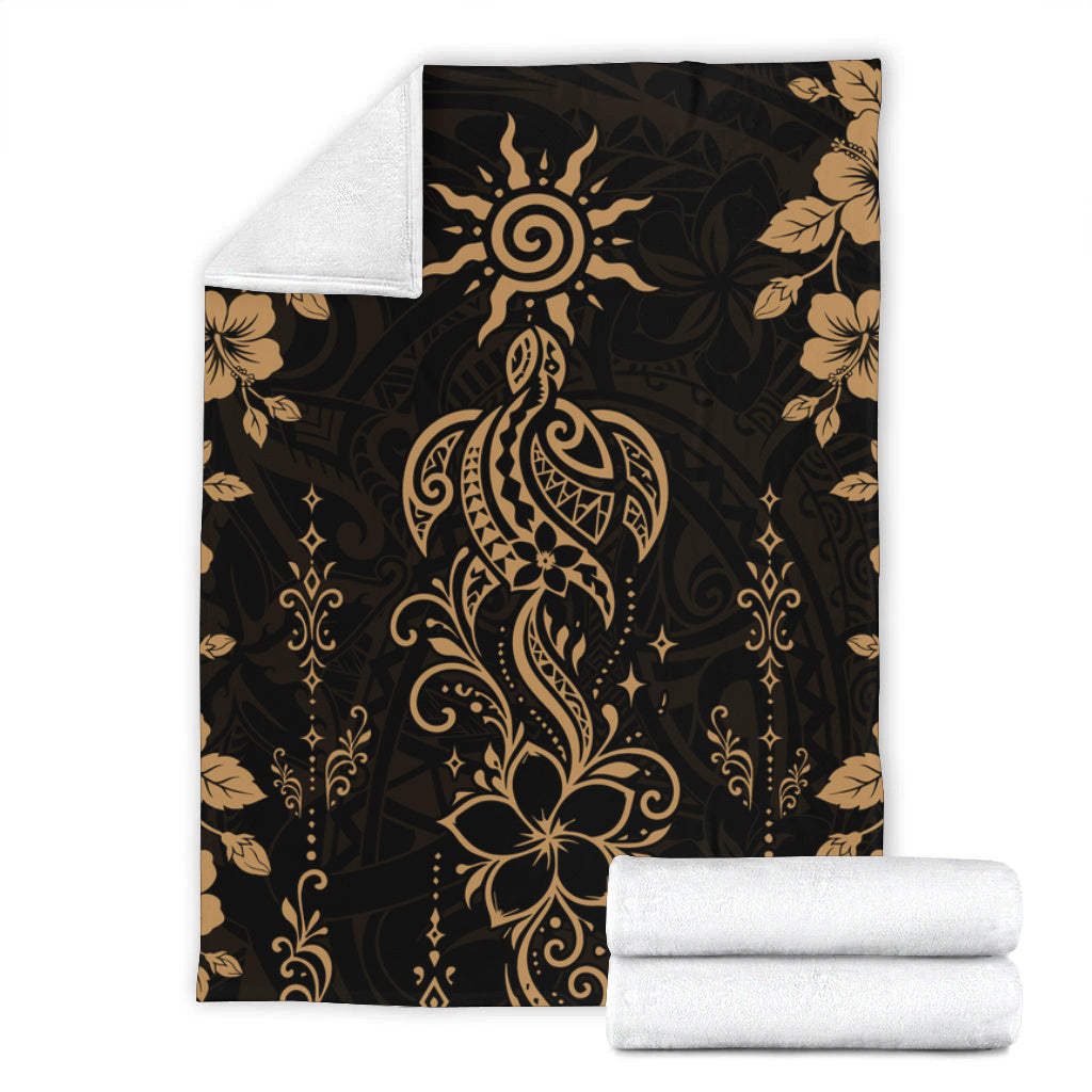 Hawaii Premium Blanket Vintage Honu Hibiscus Floral Elegance