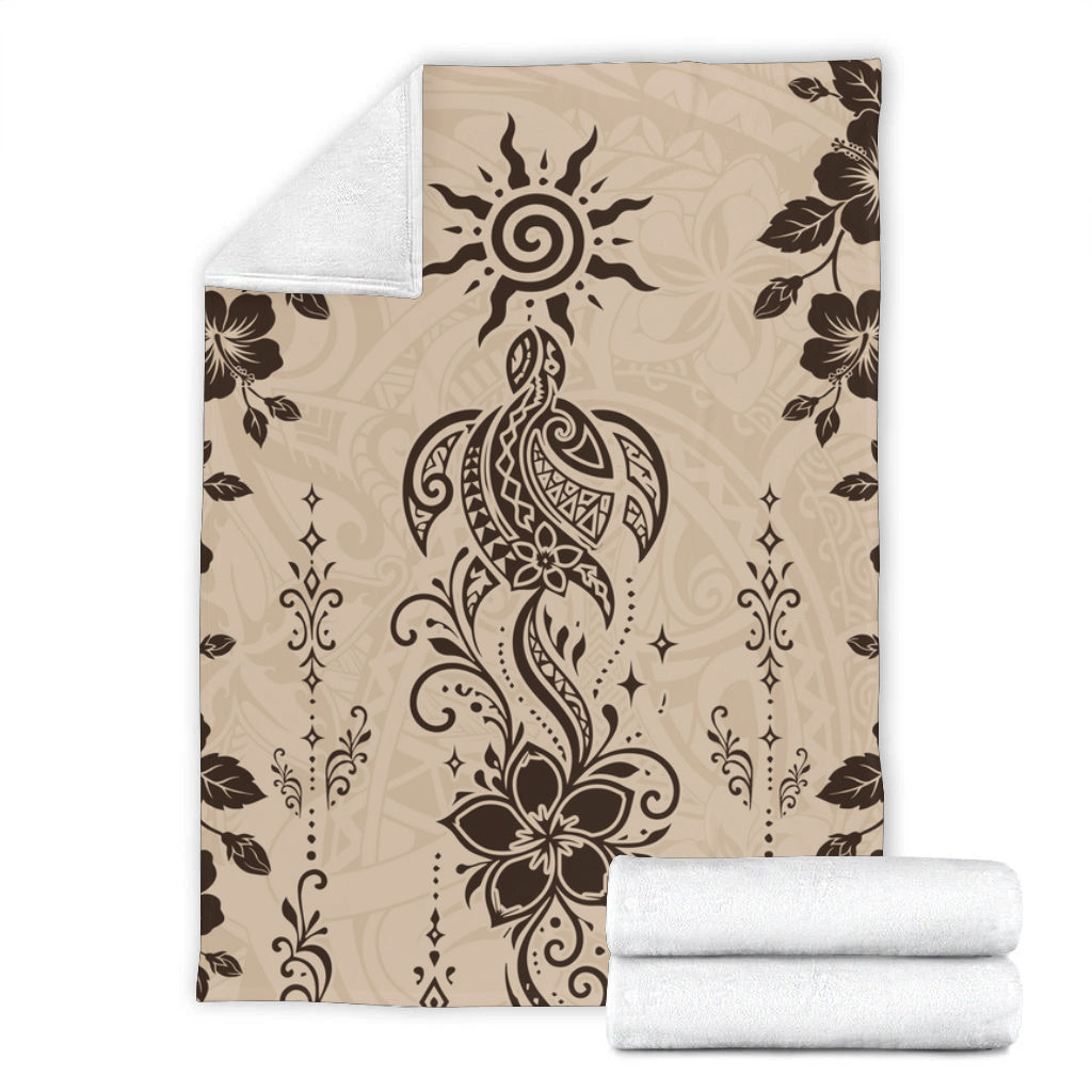 Hawaii Premium Blanket Vintage Honu Hibiscus Floral Elegance