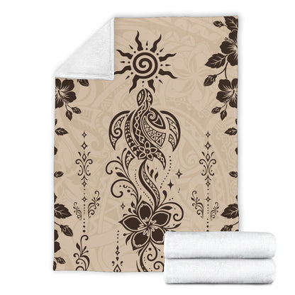 Hawaii Premium Blanket Vintage Honu Hibiscus Floral Elegance