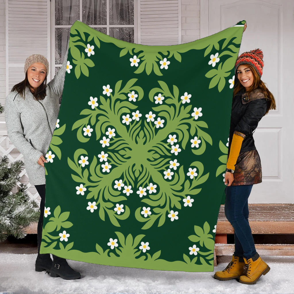 Hawaii Premium Blanket Emerald Tropical Floral Garden Elegance