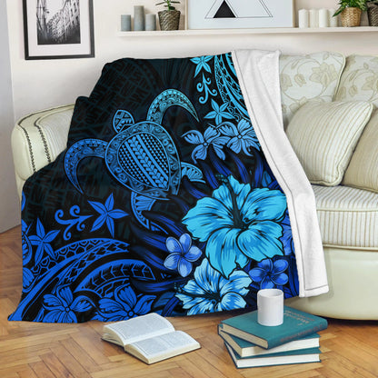 Hawaii Premium Blanket Turtle Hibiscus Polynesian Tribal Paradise