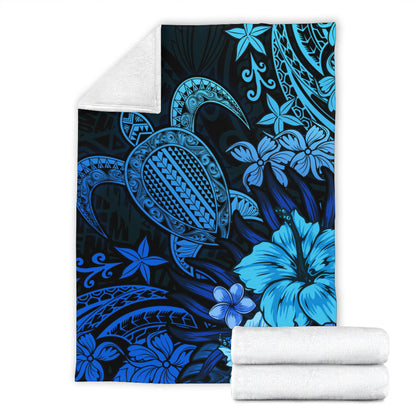Hawaii Premium Blanket Turtle Hibiscus Polynesian Tribal Paradise
