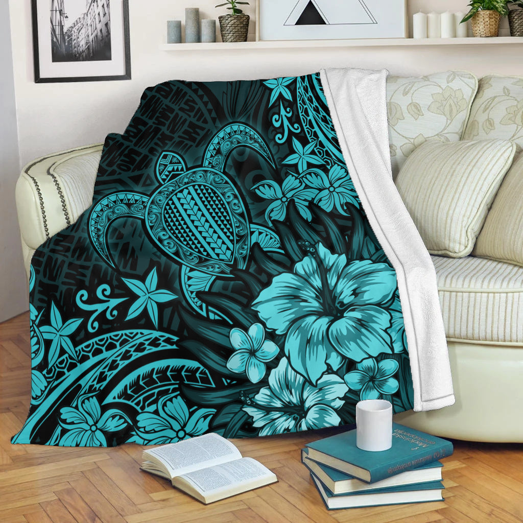 Hawaii Premium Blanket Turtle Hibiscus Polynesian Tribal Paradise