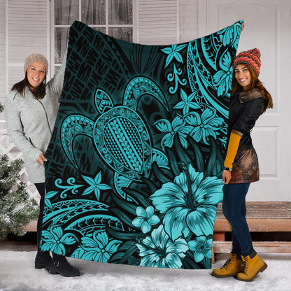 Hawaii Premium Blanket Turtle Hibiscus Polynesian Tribal Paradise