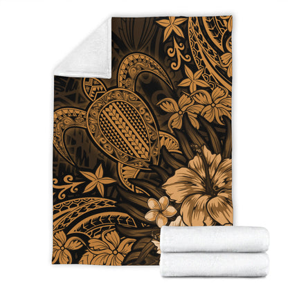 Hawaii Premium Blanket Turtle Hibiscus Polynesian Tribal Paradise