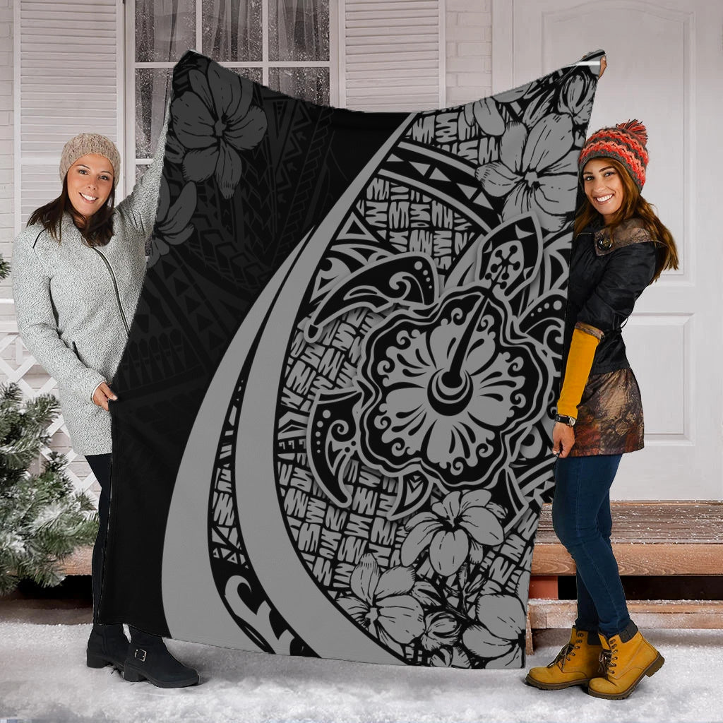 Hawaii Premium Blanket Hibiscus Polynesian Tribal Wave Elegance