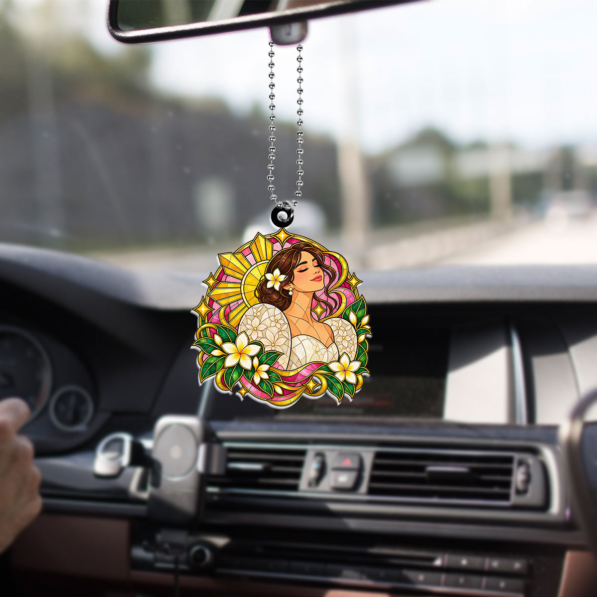Philippines Filipinos Car Hanging Ornament Traditional Filipinia Dress Sampaguita Flower