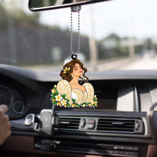 Philippines Filipinos Car Hanging Ornament Elegant Filipiniana Dress Sampaguita Floral Design