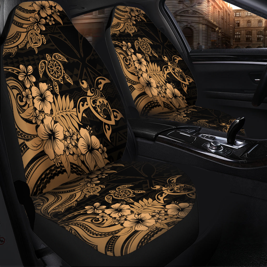Hawaii Car Seat Covers Kanaka Maoli Hibiscus Polynesian Tribal Turtle Print Style