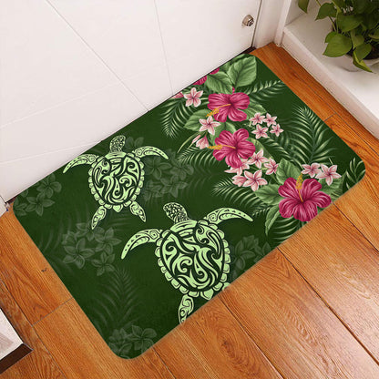 Hawaii Doormat Polynesian Sea Turtle Hibiscus Tropical Style