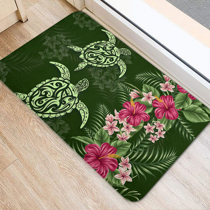 Hawaii Doormat Polynesian Sea Turtle Hibiscus Tropical Style