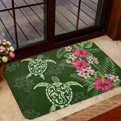 Hawaii Doormat Polynesian Sea Turtle Hibiscus Tropical Style