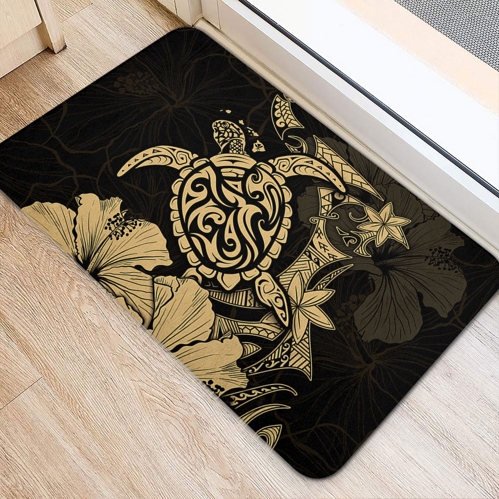 Hawaii Doormat Golden Honu Hibiscus Serenity Style