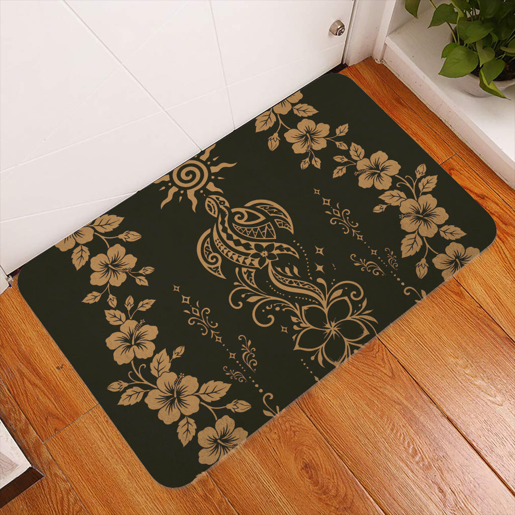 Hawaii Doormat Vintage Honu Hibiscus Floral Elegance