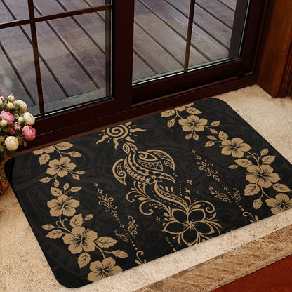 Hawaii Doormat Vintage Honu Hibiscus Floral Elegance