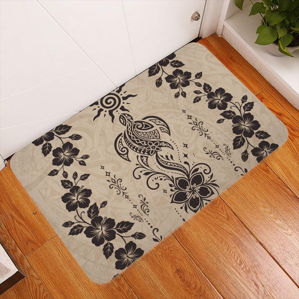 Hawaii Doormat Vintage Honu Hibiscus Floral Elegance