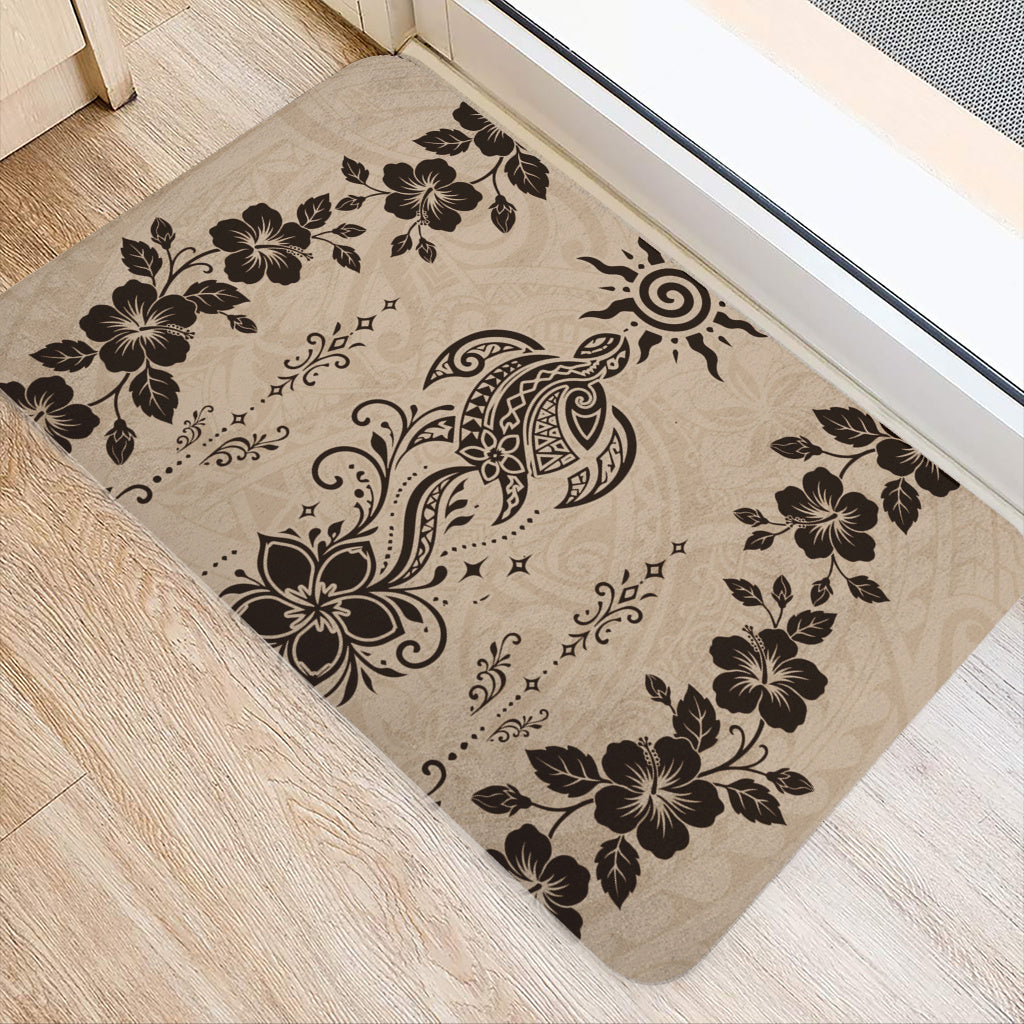 Hawaii Doormat Vintage Honu Hibiscus Floral Elegance