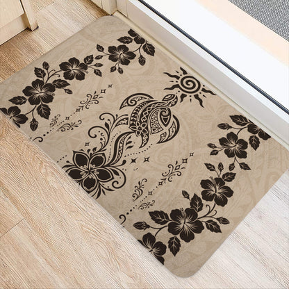 Hawaii Doormat Vintage Honu Hibiscus Floral Elegance