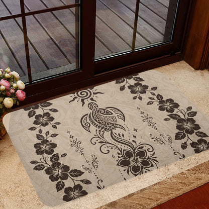 Hawaii Doormat Vintage Honu Hibiscus Floral Elegance