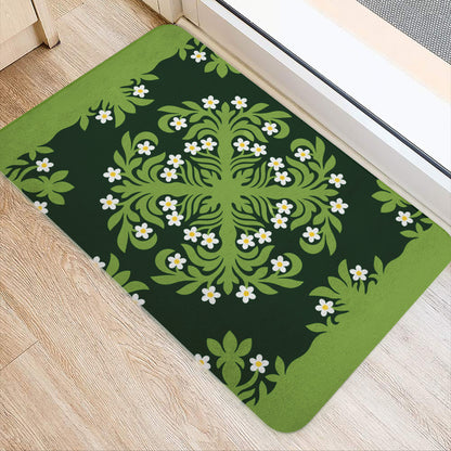 Hawaii Doormat Emerald Tropical Floral Garden Elegance
