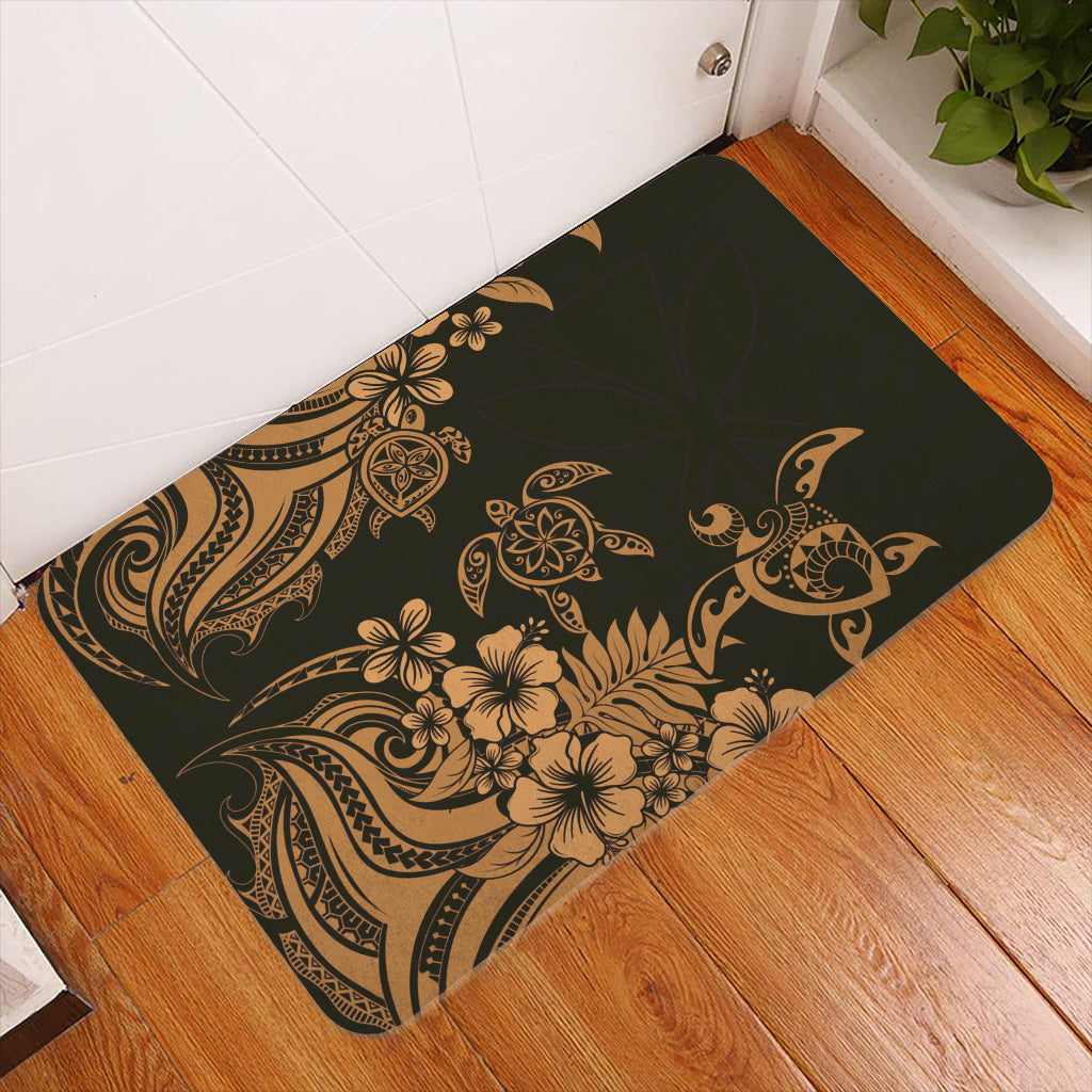 Hawaii Doormat Kanaka Maoli Hibiscus Polynesian Tribal Turtle Print Style