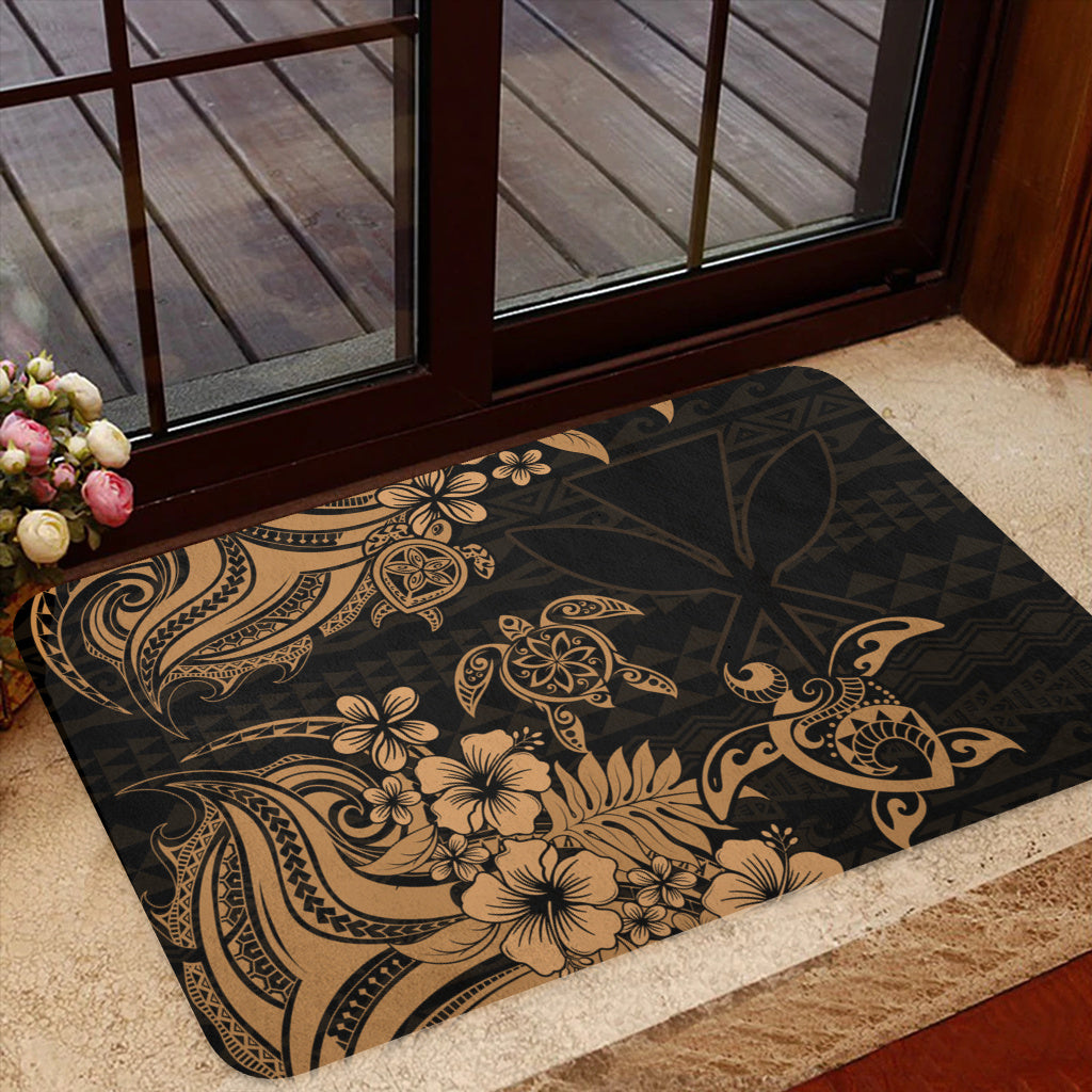 Hawaii Doormat Kanaka Maoli Hibiscus Polynesian Tribal Turtle Print Style