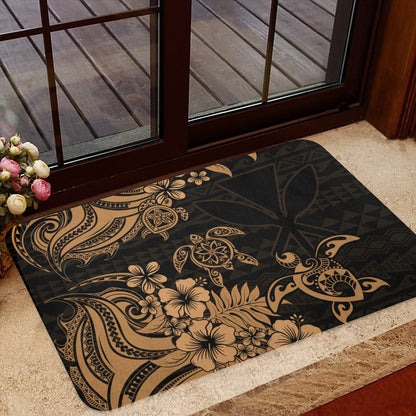 Hawaii Doormat Kanaka Maoli Hibiscus Polynesian Tribal Turtle Print Style