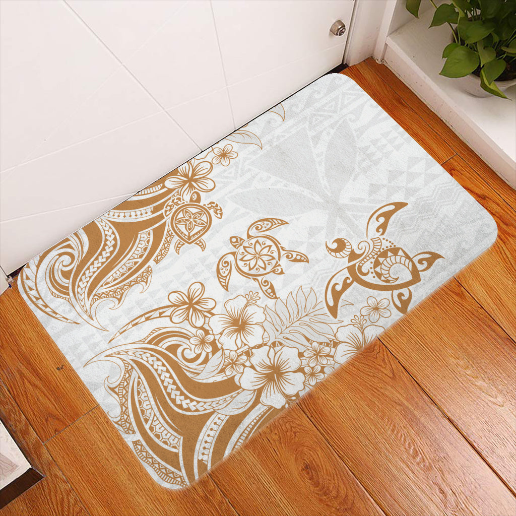 Hawaii Doormat Kanaka Maoli Hibiscus Polynesian Tribal Turtle Print Style