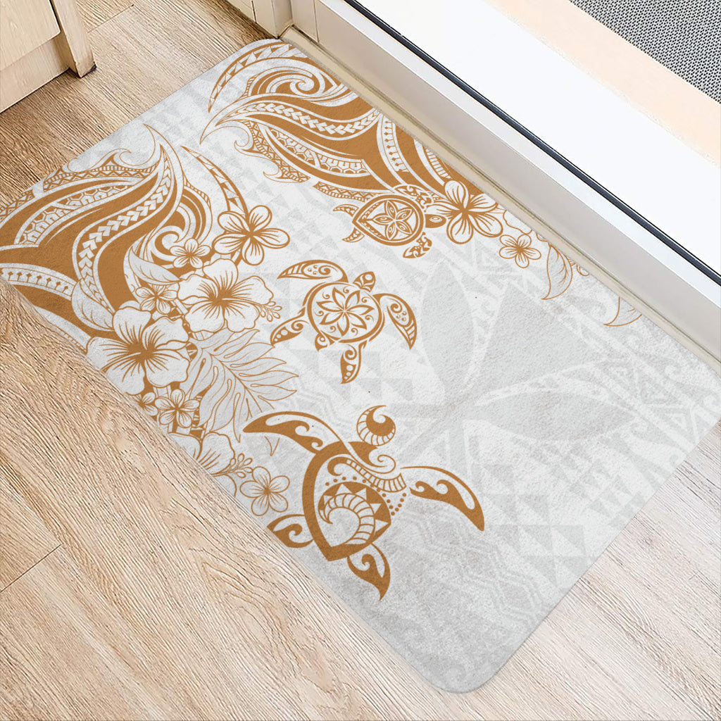 Hawaii Doormat Kanaka Maoli Hibiscus Polynesian Tribal Turtle Print Style