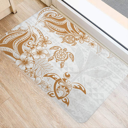 Hawaii Doormat Kanaka Maoli Hibiscus Polynesian Tribal Turtle Print Style