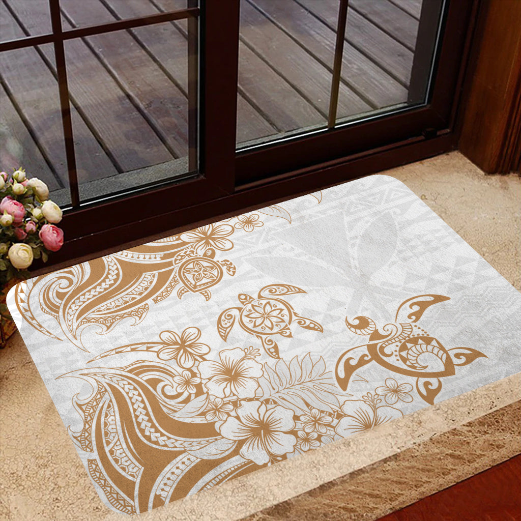 Hawaii Doormat Kanaka Maoli Hibiscus Polynesian Tribal Turtle Print Style