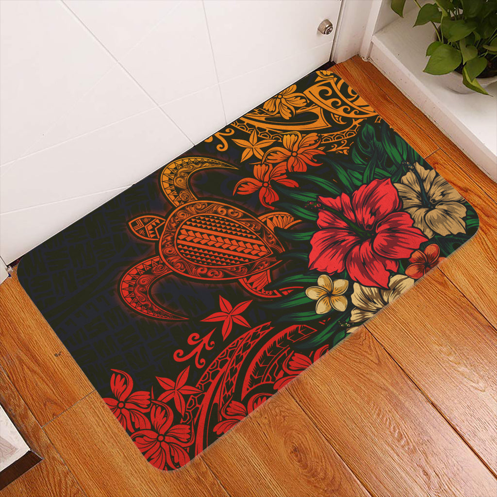 Hawaii Doormat Turtle Hibiscus Polynesian Tribal Paradise