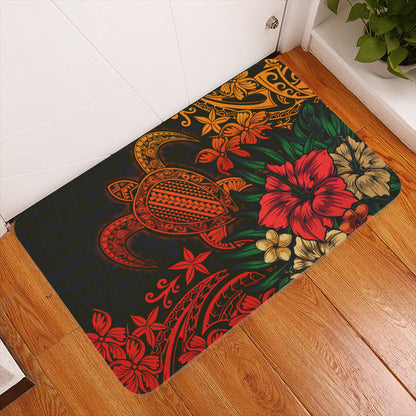 Hawaii Doormat Turtle Hibiscus Polynesian Tribal Paradise