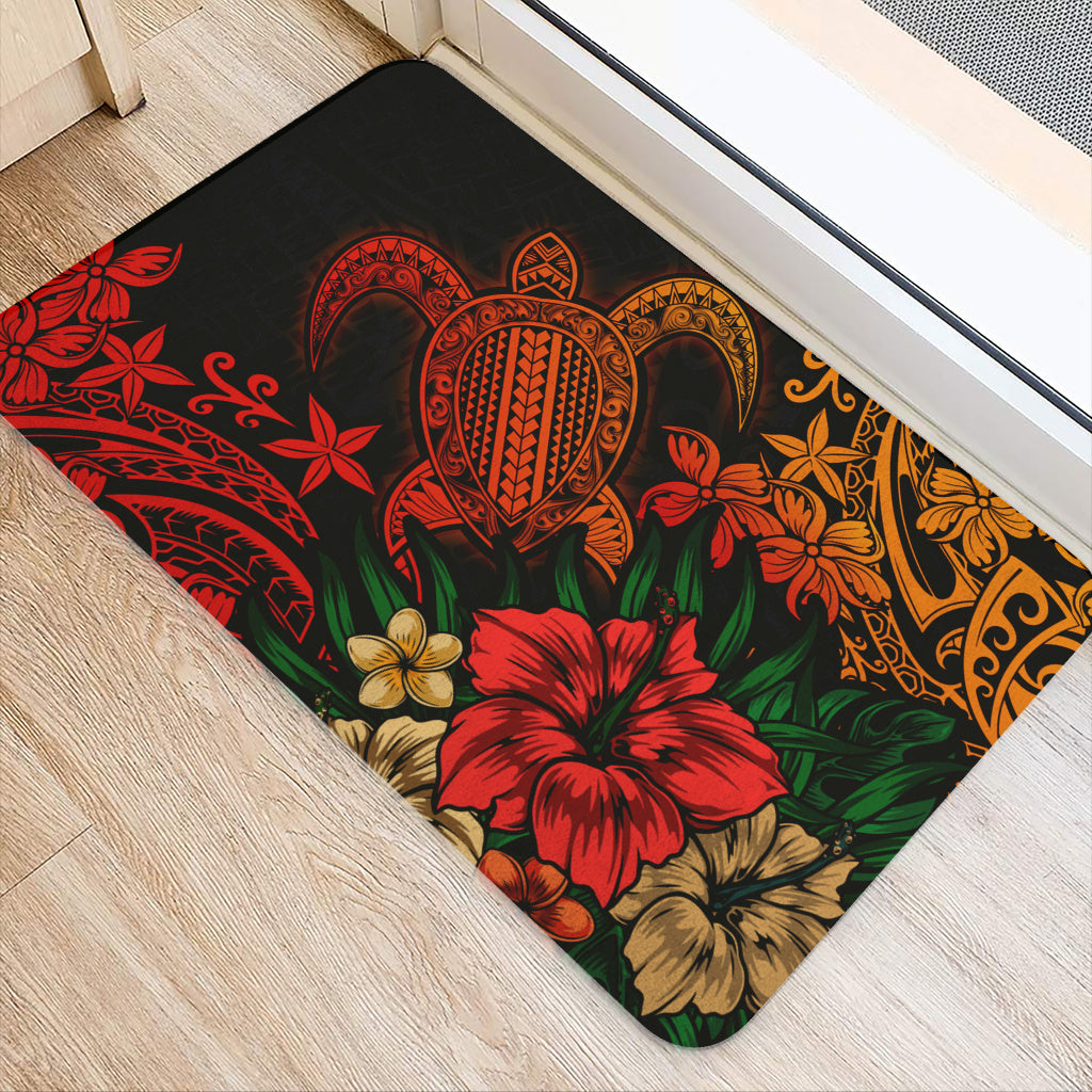 Hawaii Doormat Turtle Hibiscus Polynesian Tribal Paradise
