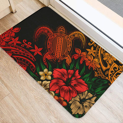 Hawaii Doormat Turtle Hibiscus Polynesian Tribal Paradise
