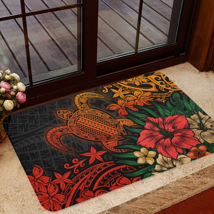 Hawaii Doormat Turtle Hibiscus Polynesian Tribal Paradise