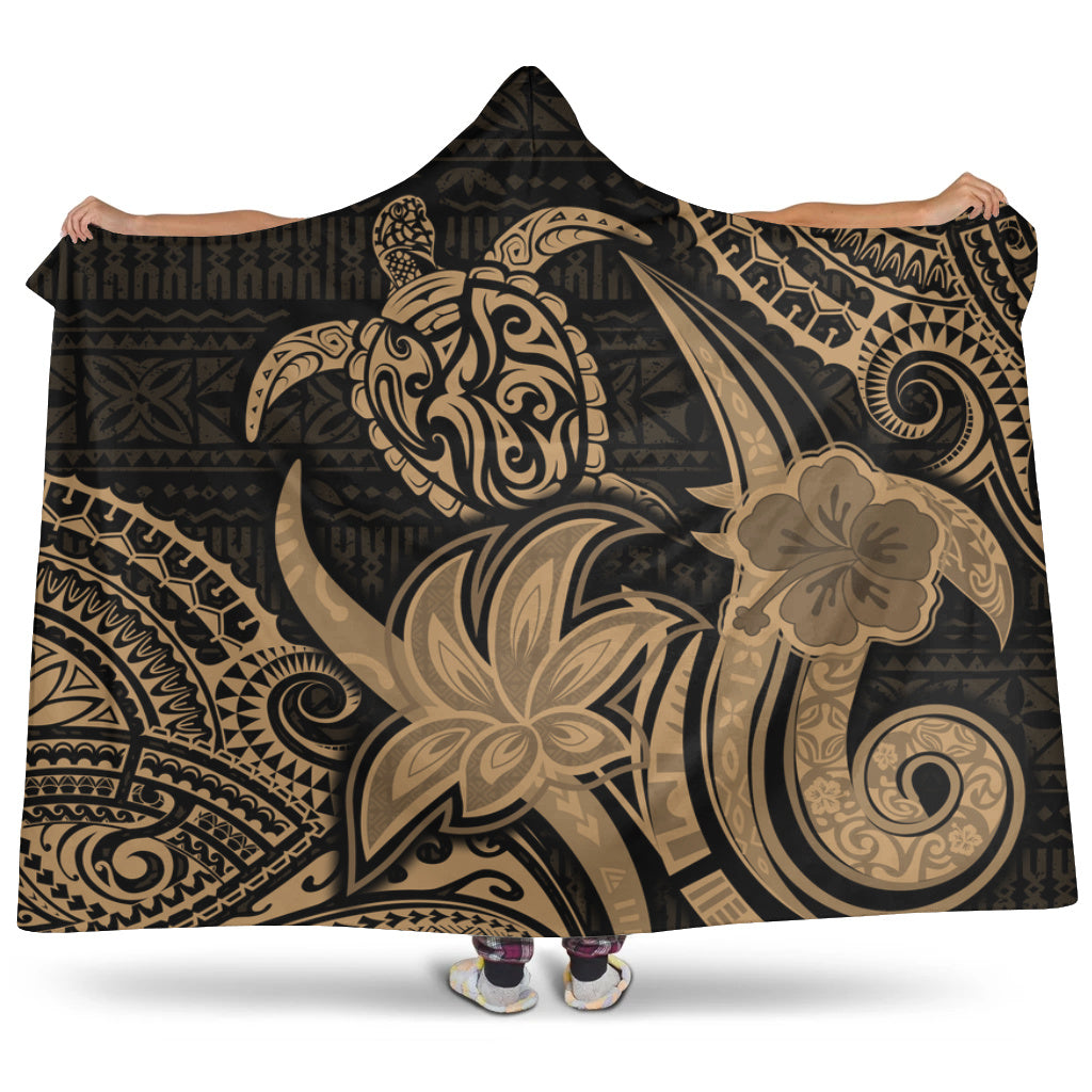 Hawaii Hooded Blanket Honu Turtle Hibiscus Tribal Legacy
