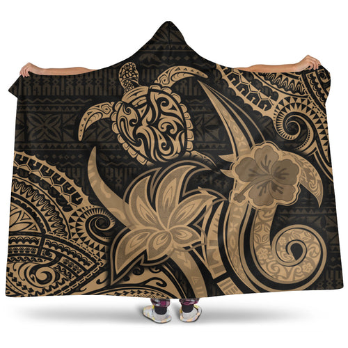 Hawaii Hooded Blanket Honu Turtle Hibiscus Tribal Legacy
