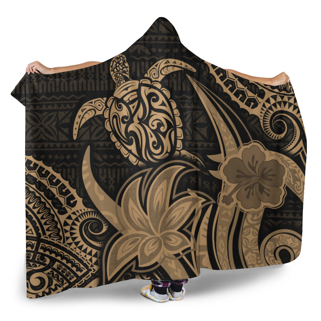 Hawaii Hooded Blanket Honu Turtle Hibiscus Tribal Legacy