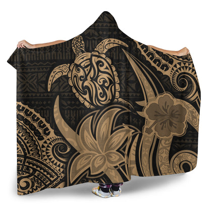 Hawaii Hooded Blanket Honu Turtle Hibiscus Tribal Legacy