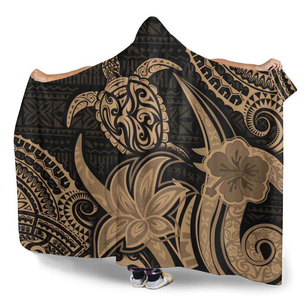 Hawaii Hooded Blanket Honu Turtle Hibiscus Tribal Legacy