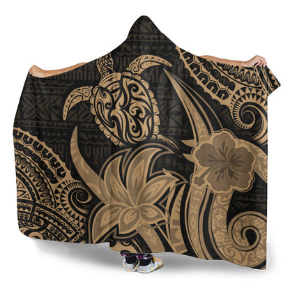 Hawaii Hooded Blanket Honu Turtle Hibiscus Tribal Legacy