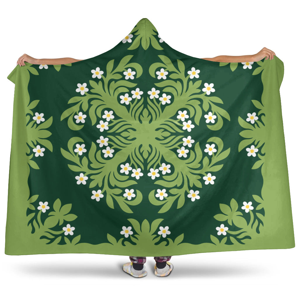 Hawaii Hooded Blanket Emerald Tropical Floral Garden Elegance