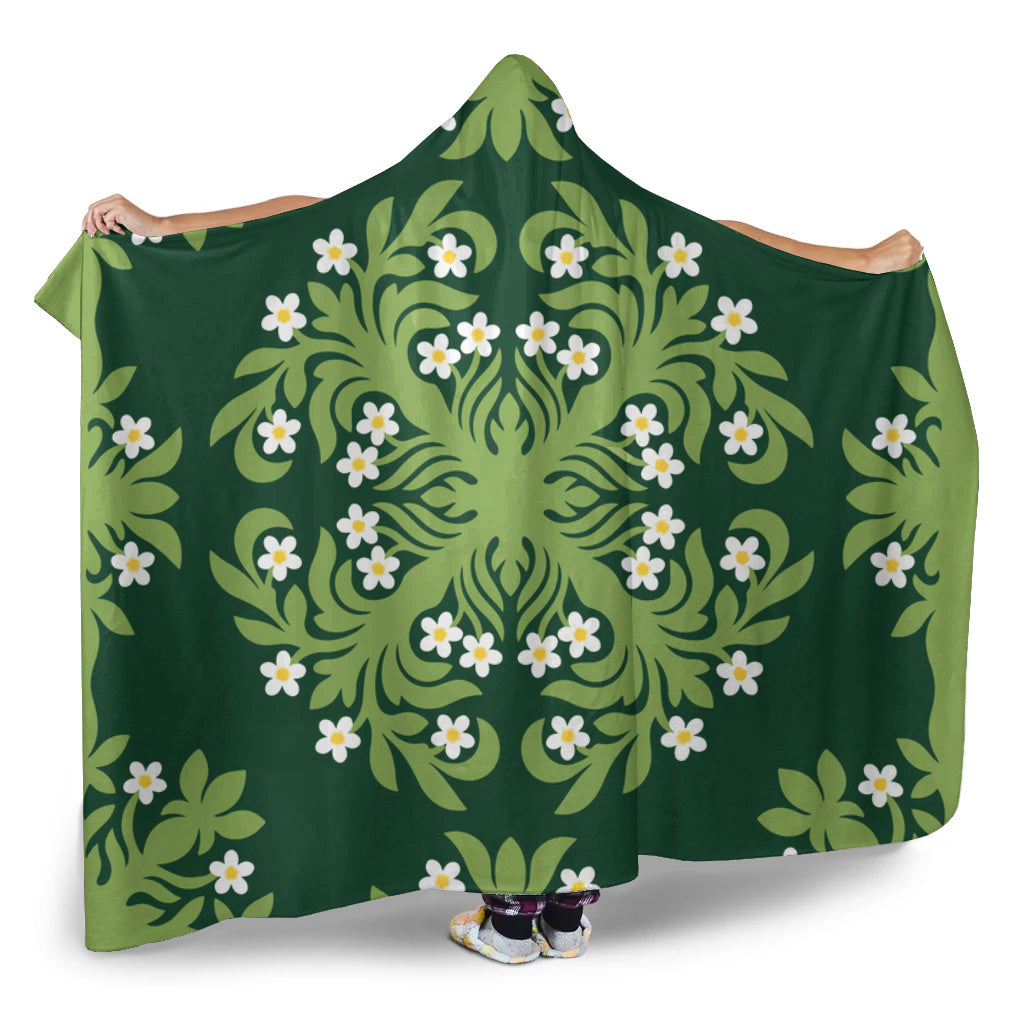 Hawaii Hooded Blanket Emerald Tropical Floral Garden Elegance