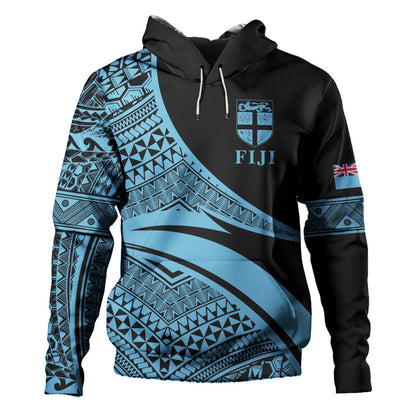 Fiji Hoodie Coat Of Arms Flag Masi Tapa Tribal Style