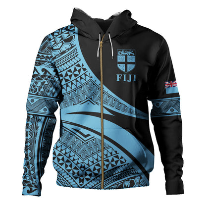Fiji Hoodie Coat Of Arms Flag Masi Tapa Tribal Style